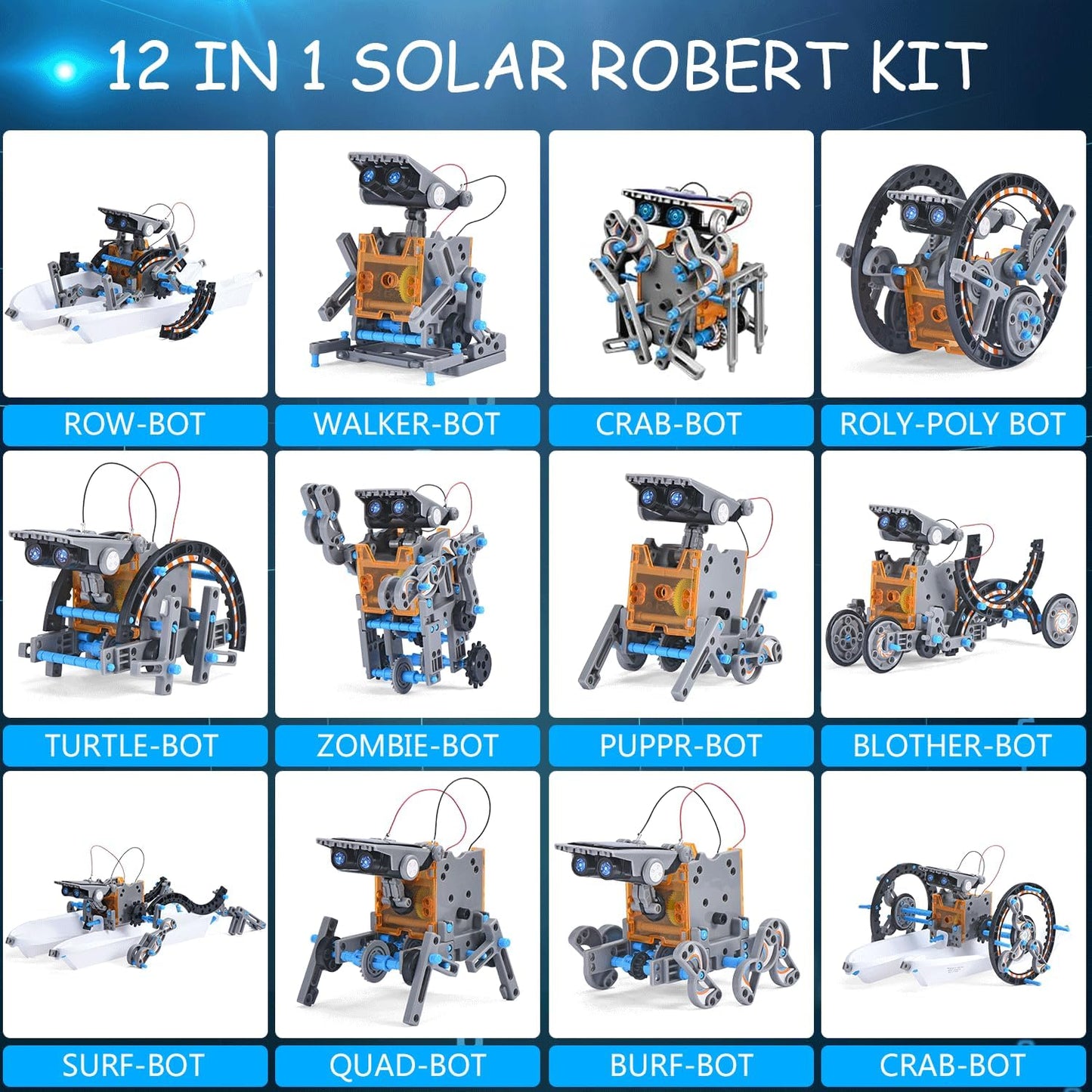 AESGOGO STEM Projects 12-in-1 Creation Solar Robot Kit,Science Experiments Toys Gifts for Kids Ages 8-12,Educational DIY Building Robotics Kit for 8 9 10 11 12 13 14 15 Year Old Boys Girls Teens