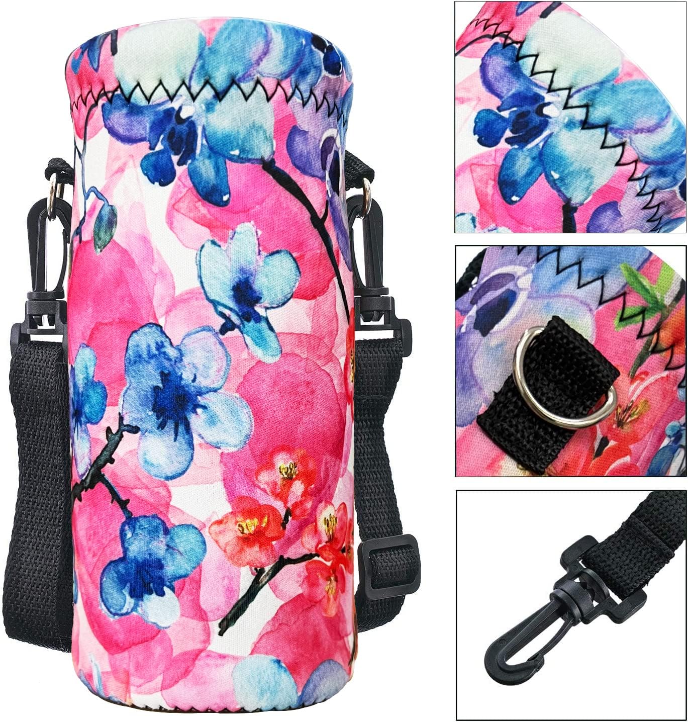 RICHEN Neoprene Water Bottle Carrier Bag with Adjustable Shoulder Strap,Insulated Water Bottle Cover for Stainless Steel/Glass/Plastic Bottles