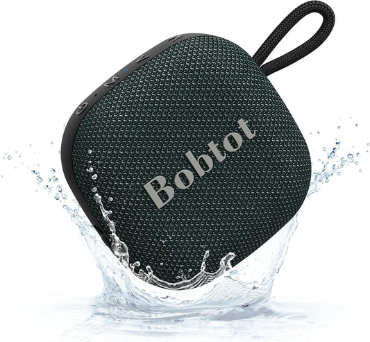 Bobtot Portable Wireless Bluetooth Speaker - IPX7 Waterproof Show Speakers with 16H Playing Time, Loud Stereo Sound, Built-in Mic, TWS, Small Size with Carry Lanyard, DarkBlue