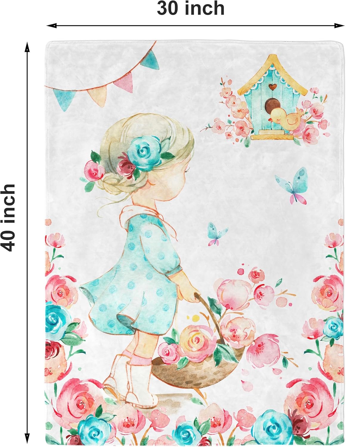 UNIQUE Floral Ultra Soft Fleece Baby Blanket 30x40in, Girl Crib Blanket, Girl