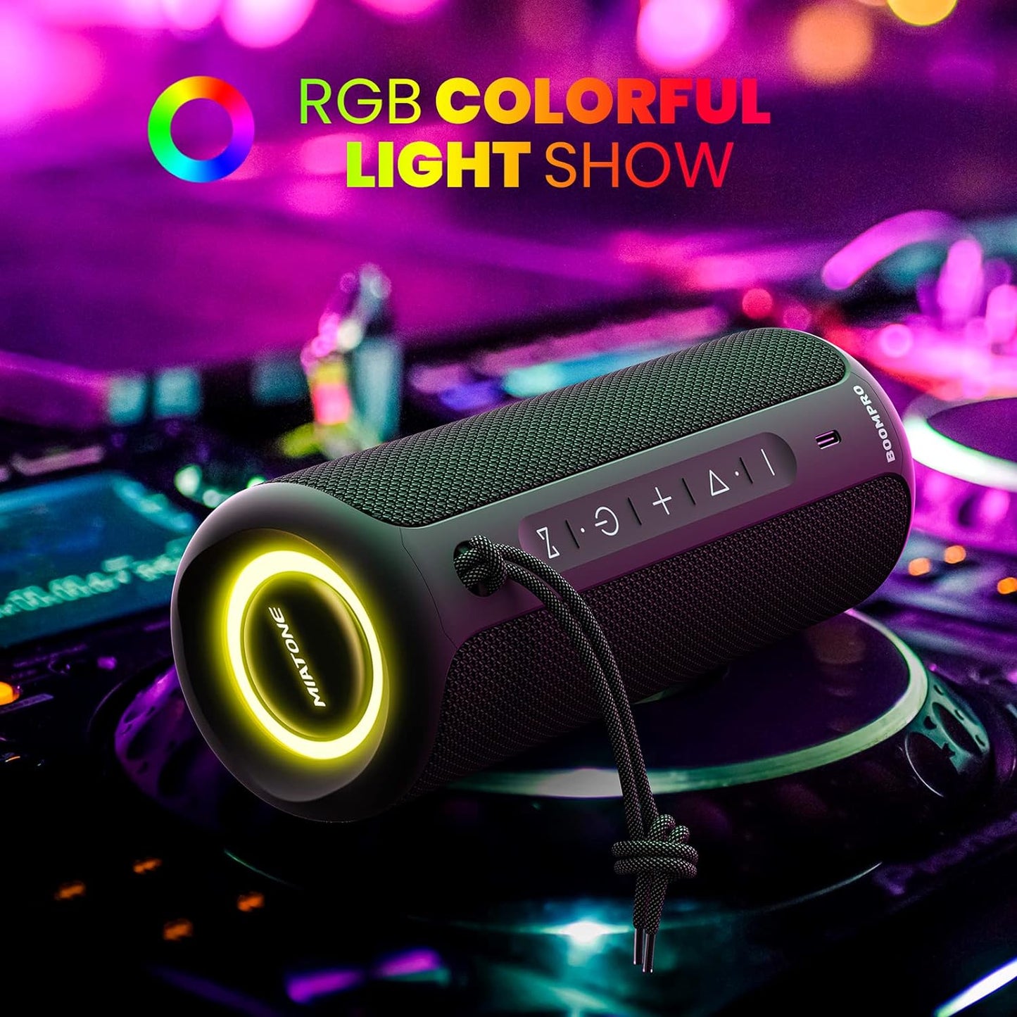 MIATONE Bluetooth Speakers 36W Portable Speaker with Stereo Sound Bass, Bluetooth 5.3 Wireless USB Type C Outdoor, 5000mAh 24H Playtime IPX7 Waterproof, Boy Friend Gifts for him (Black)