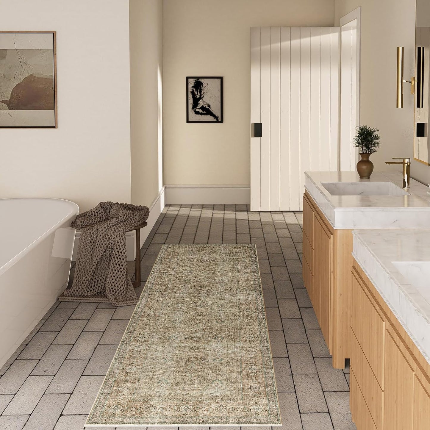 Washable Runners for Hallways Kitchen Rug: 2'x10' Runner Rugs Stain Resistant Non Slip Low Pile Soft Carpet Runners for Hallways Bedroom Kitchen Entryway Indoor Beside Bathroom Laundry Room