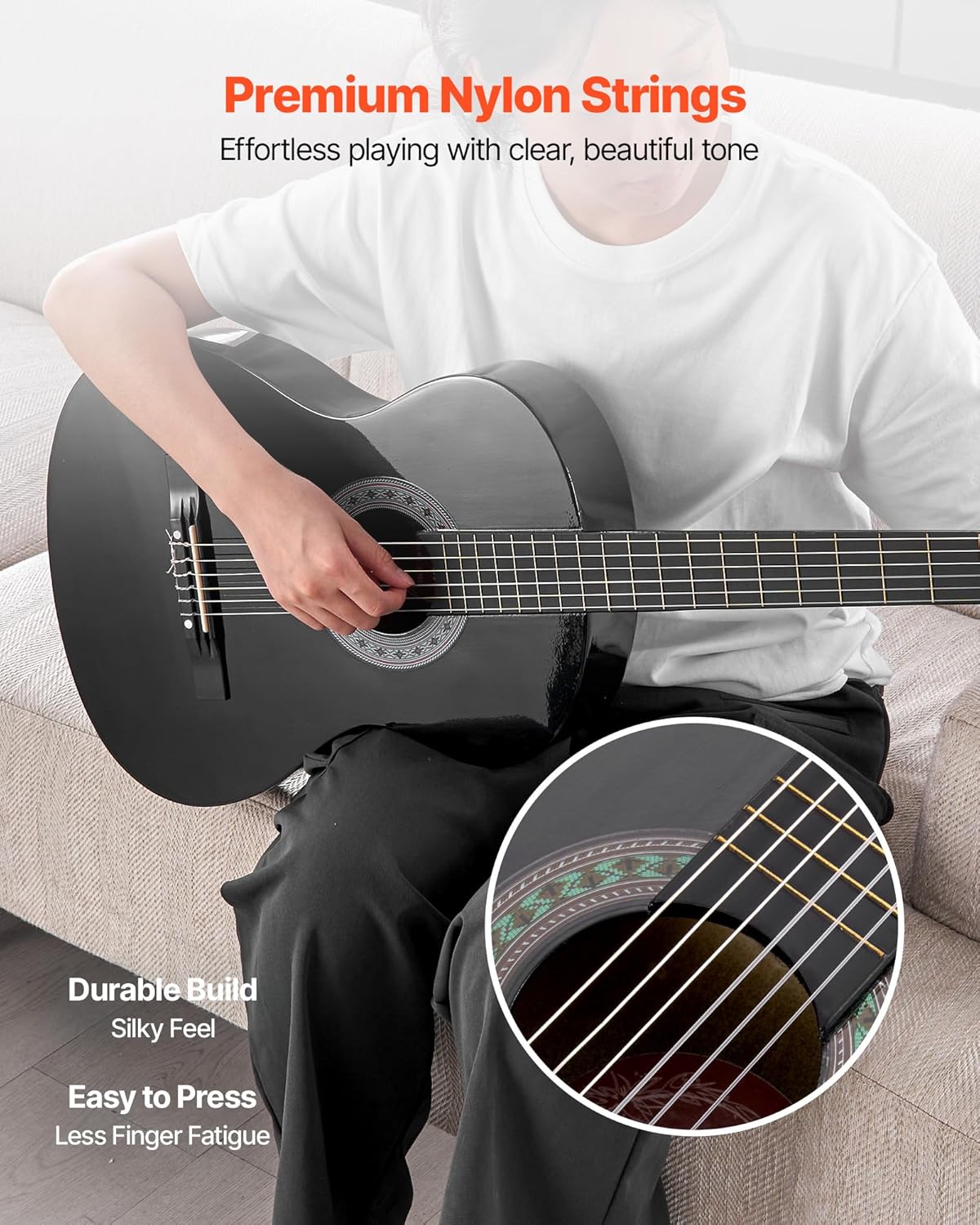 VEVOR Acoustic Guitar, Classical Guitar Starter Kit for Beginners, with Nylon Strings, Basswood Guitar, for Kids Adults Girls Boys Students