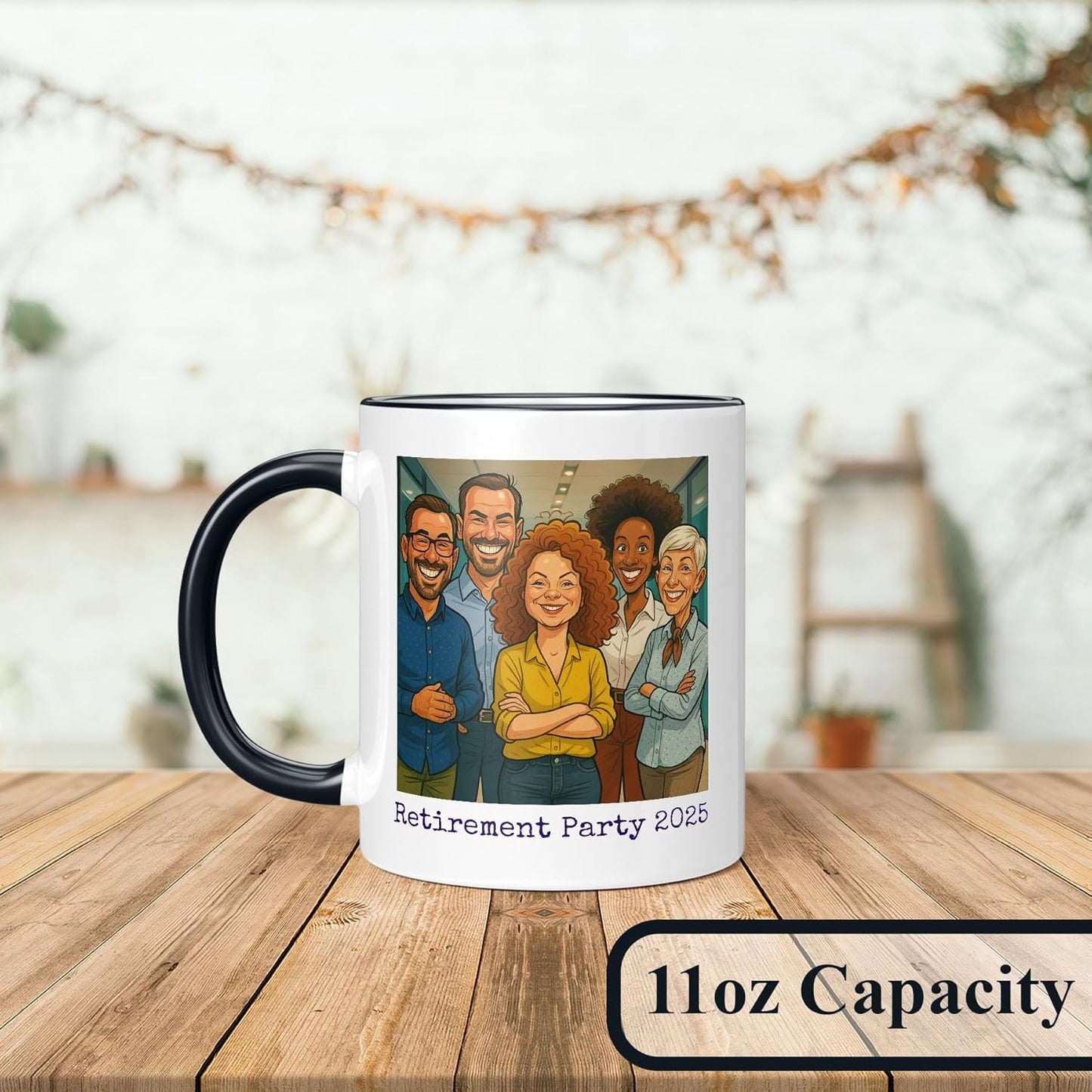 Personalized Coffee Mug, Custom Photo Caricature Gift, Funny Customized Coffee Gift for Men & Women, Custom Mugs with Pictures, Black 11oz Customized Fathers Day Mug