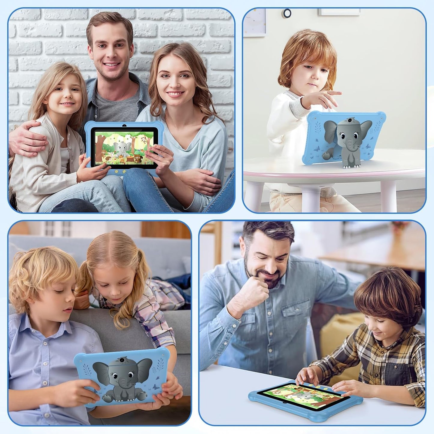 Kids Tablet 7 inch Android Tablets, 6GB RAM 32GB ROM (TF Expansion 512GB) WiFi Tablet Supports SIM Card, Shockproof Case, Dual Camera, Parental Control, Kids App PreInstalled, Great Gift for Children