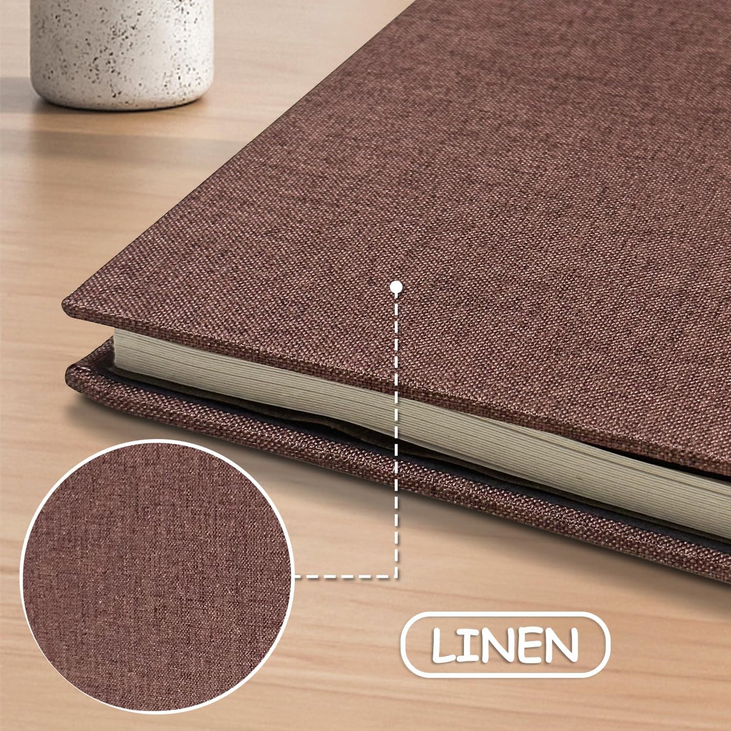 Large Photo Album Self Adhesive Scrapbook Album for 4×6 5×7 8×10 Pictures DIY Magnetic Linen Cover Album 40 Pages for Family Wedding Gifts with Metal Pen and Plastic Board