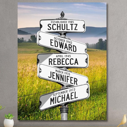 Personalized Father's Day Family Names Street Custom Multi-Name Date of Birth Vintage Street Sign Happy Fathers Day Poster Canvas Wall Art Best Gifts for Dad Husband from Daughter Son Wife Kids #14