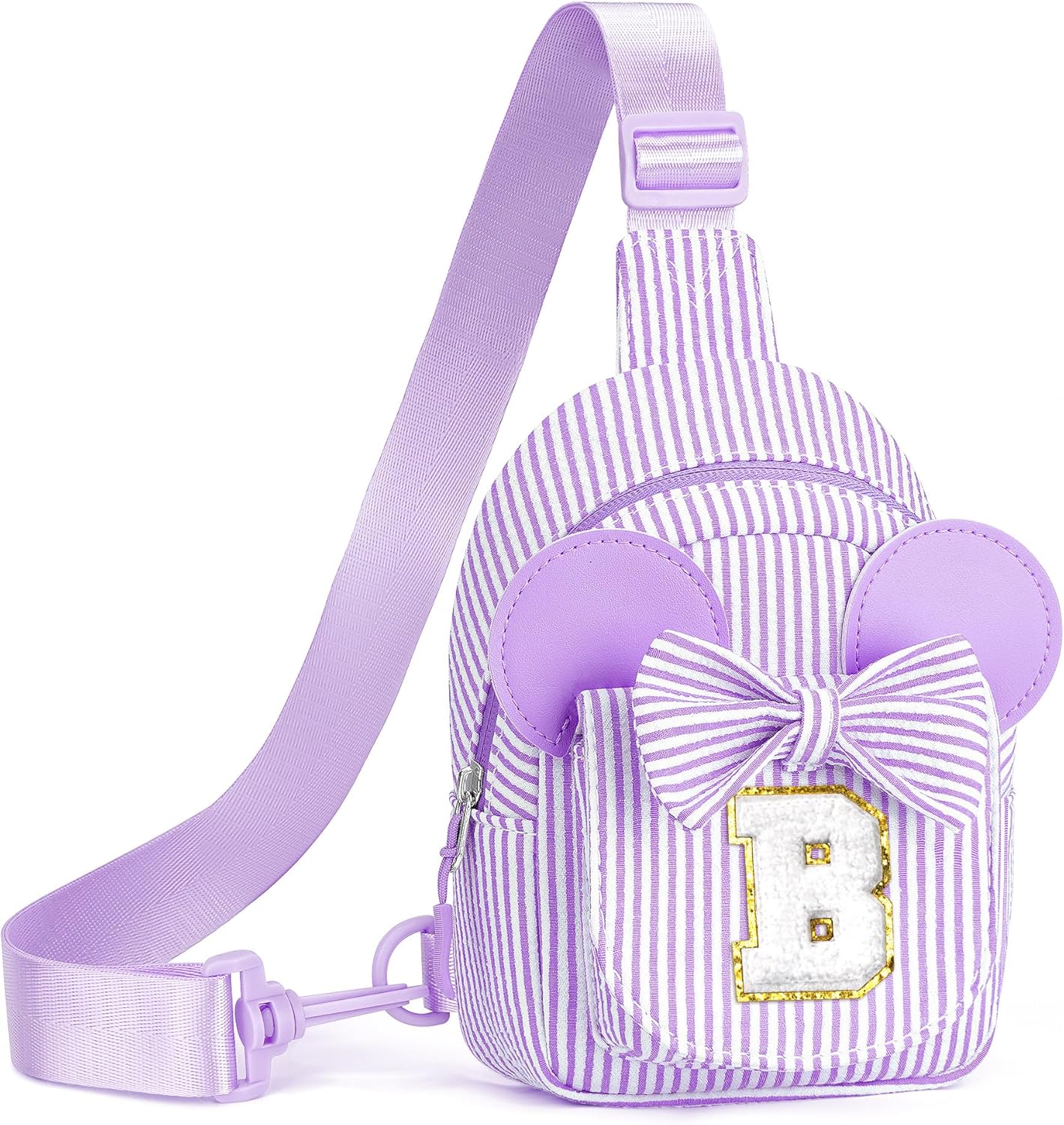 Birthday Gifts for Girls, 3 4 5 6 7 8 Year Old Girl Birthday Gift Purple Small Initial Crossbody Bag Fanny Pack for Kids Belt Bag Personalized Gifts for Daughter Sister (Purple B)