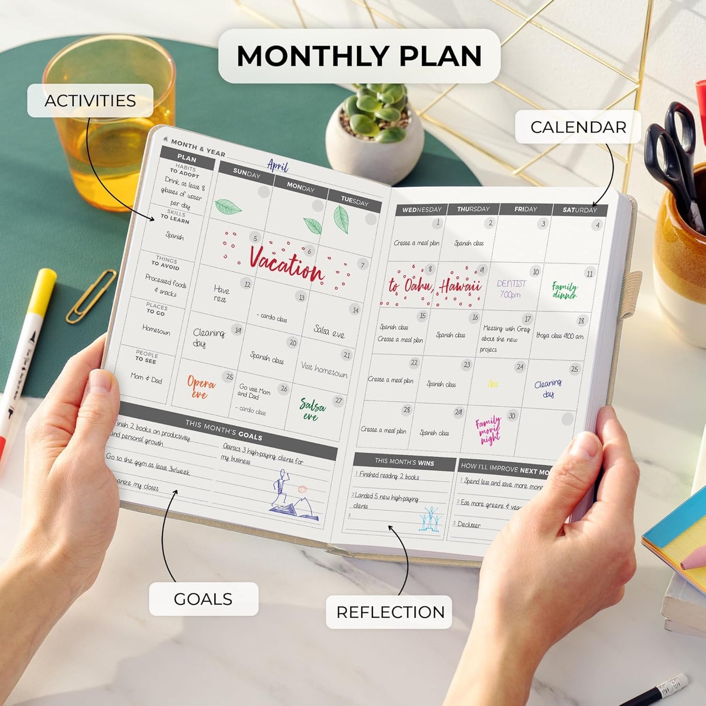 Clever Fox Daily Planner – Undated Planning Notebook with Hourly Schedule & To-Do List – Personal Day Task & Work Organizer, 6 Months (Pearl)