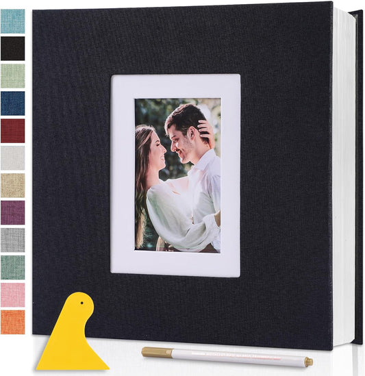 Photo Album Self Adhesive Pages Scrapbook Large Magnetic Photo Albums with Sticky Pages Scrapbooks for Wedding Baby for 4x6 5x7 8x10 Picture Photo Books 13.2x12.8 Black 60 Pages