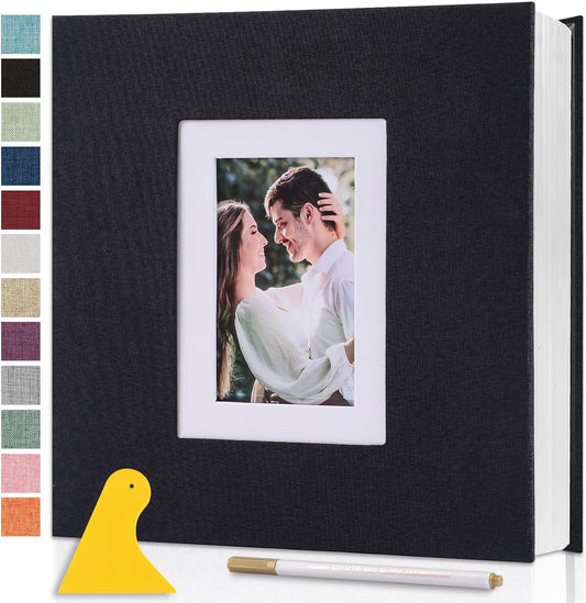 Photo Album Self Adhesive Pages Scrapbook Large Magnetic Photo Albums with Sticky Pages Scrapbooks for Wedding Baby for 4x6 5x7 8x10 Picture Photo Books 13.2x12.8 Black 40 Pages