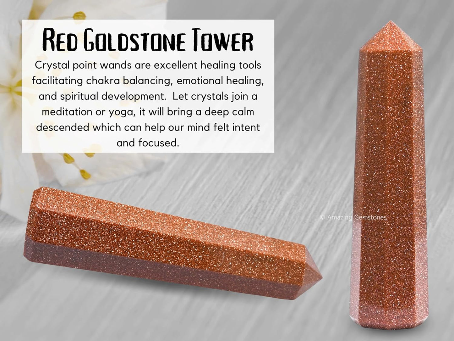 Amazing Gemstone Red Goldstone Crystal Towers - Natural Healing Crystal Point Obelisk for Reiki Healing and Crystal Grid (3 Inch)