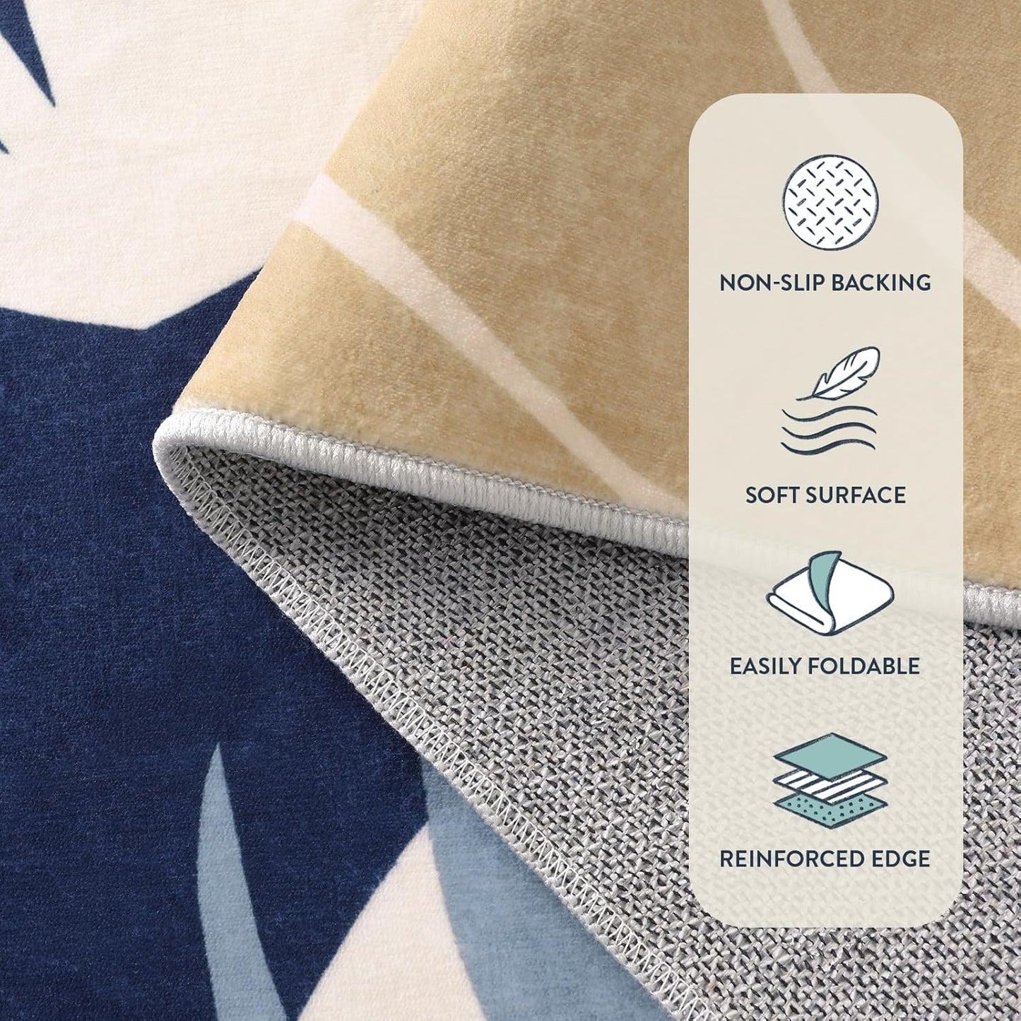 Lahome 4 x 6 Area Rug Living Room Carpet - Washable Soft Rugs for Bedroom Non-Slip Ultra-Thin Floor Rug for Office, Boho Botanical Print Stain Resistant Indoor Rugs for Kitchen Entryway Laundry Room