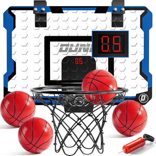Indoor Basketball Hoop for Kids, Over The Door Mini Basketball Hoops, Mini Hoop with Scoreboard & 4 Balls, Kids Basketball Hoop Sport Toys Gifts for 5 6 7 8 9 10 11 12+ Year Old Boys