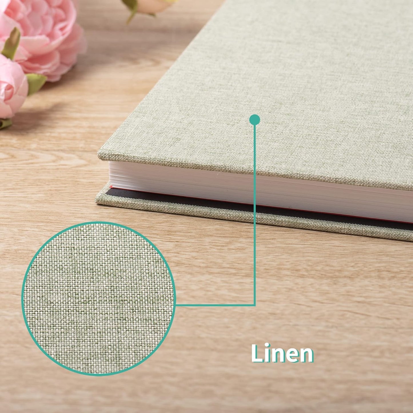 Photo Album Self Adhesive Scrapbook Album for 4Ã—6 Pictures DIY Magnetic Linen Cover Album 30 Blank Pages Great Gift for Family, Wedding, Birthday, Christmas, Anniversary(Grass Green)