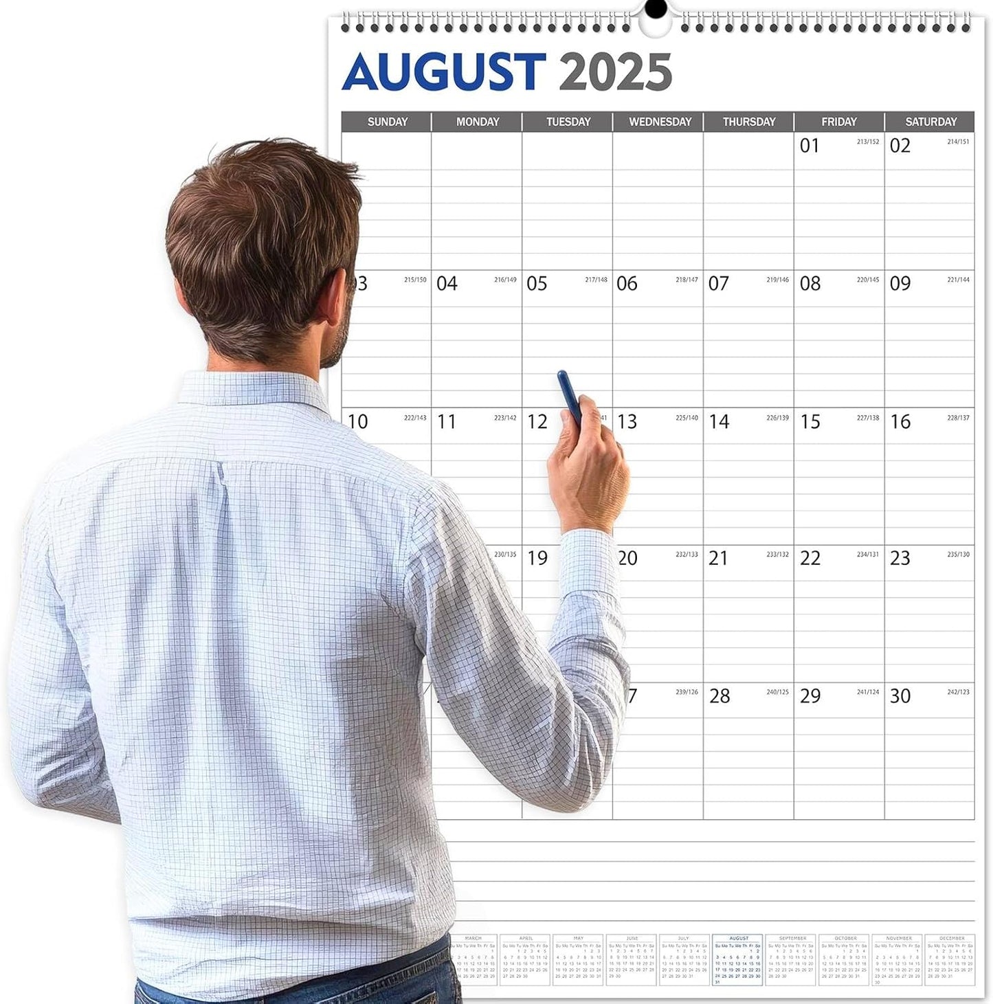 GuassLee Extra Large Wall Calendar 2025, 36"x 24" Jumbo Vertical Wall Planner 2025-2026 from June 2025 to December 2026,19 Months with Julian Dates and Notes for Office School Home Teacher Planning