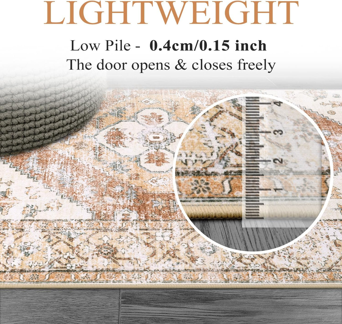 Lahome Boho Hallway Runners - 2x8 Runner Rug Non-Slip Washable Kitchen Runner Non-Shedding Lightweitht Floor Runners, Oriental Distressed Print Indoor Carpet Runner for Entrance Laundry Living Room