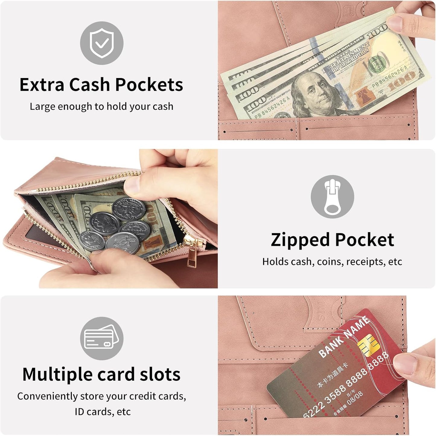 Passport Holder for Travel Rfid Passport Wallet for Women Men with Zipper Pocket Pen Sim Card Holders Slim Travel Accessories