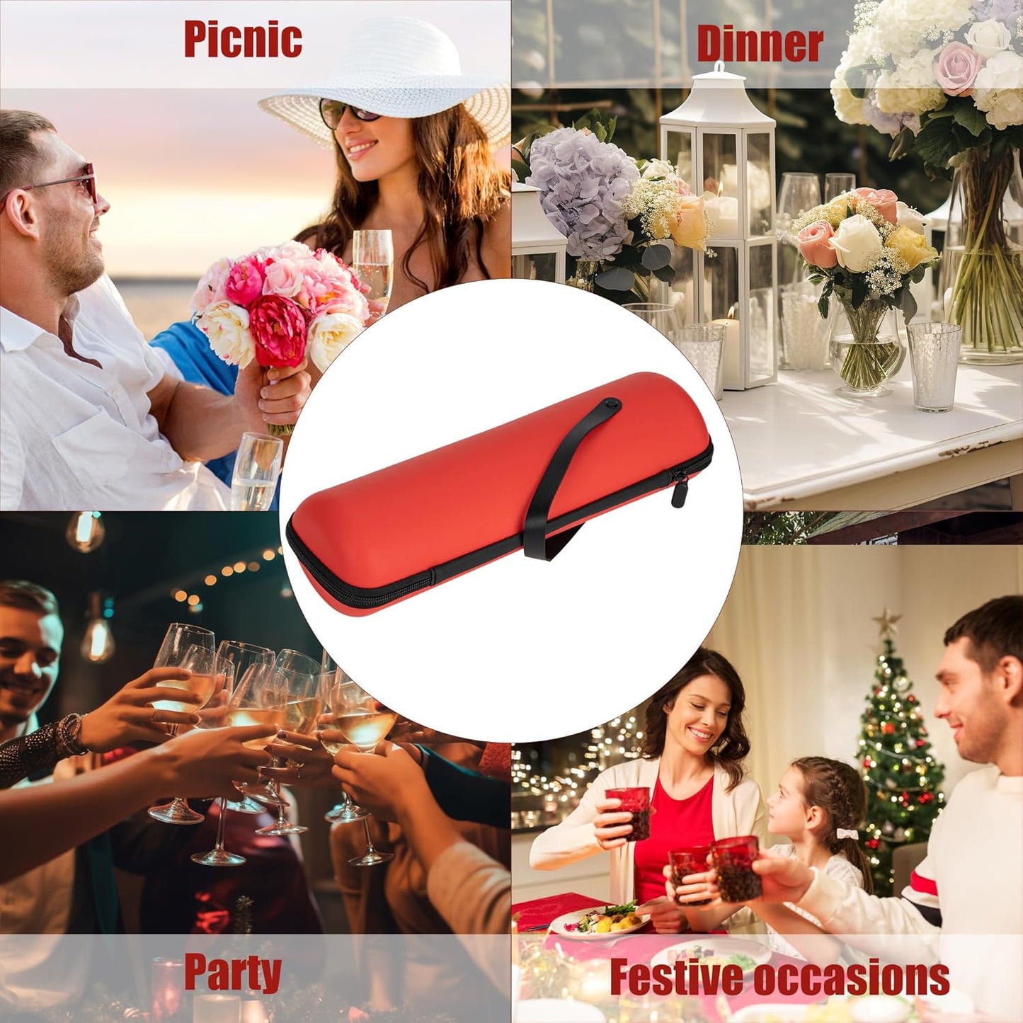 Single Wine Gift Tote Bag, Hard Shell Protector Bags Insulated Cooler Bag Champagne Bottle Gift Box, Portable Wine Carrier for Travel, Picnic, Beach, BYOB, Restaurant (Tangerine)