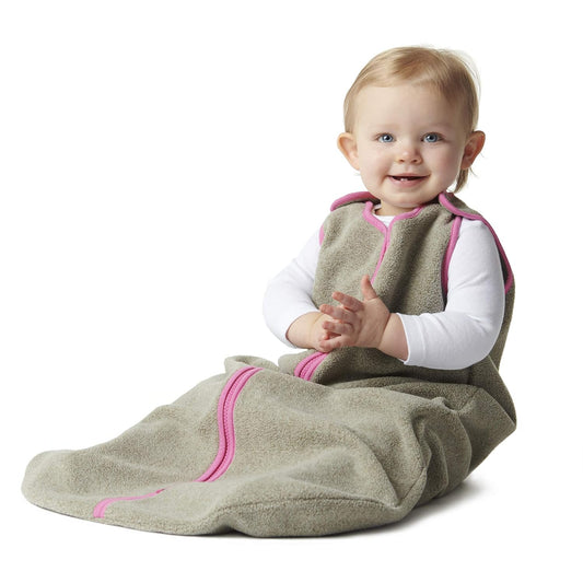 baby deedee Sleep Nest Fleece Baby Sleeping Bag, Mocha Hot Pink, 18-36 Month