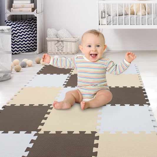 XMTMMD Baby Play MAT - Interlocking Foam Pads Kids Rug Floor Tile - Crawling & Gym Mat