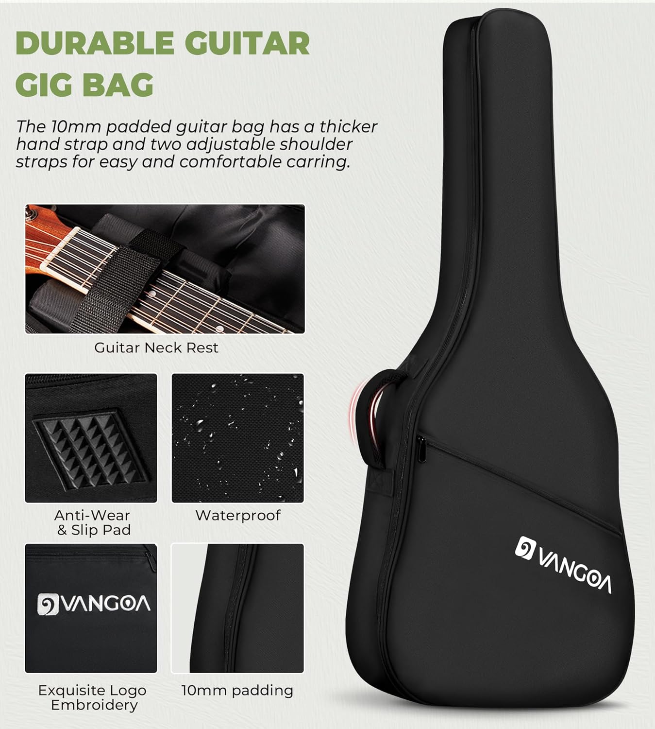 Vangoa 3/4 Acoustic Guitar Green, Learn-to-Play 36" Steel String Acoustic Guitar Set for Beginners Teens Kids Boys 9-12, Bundle with Gig Bag, Tuner, Strap, Picks