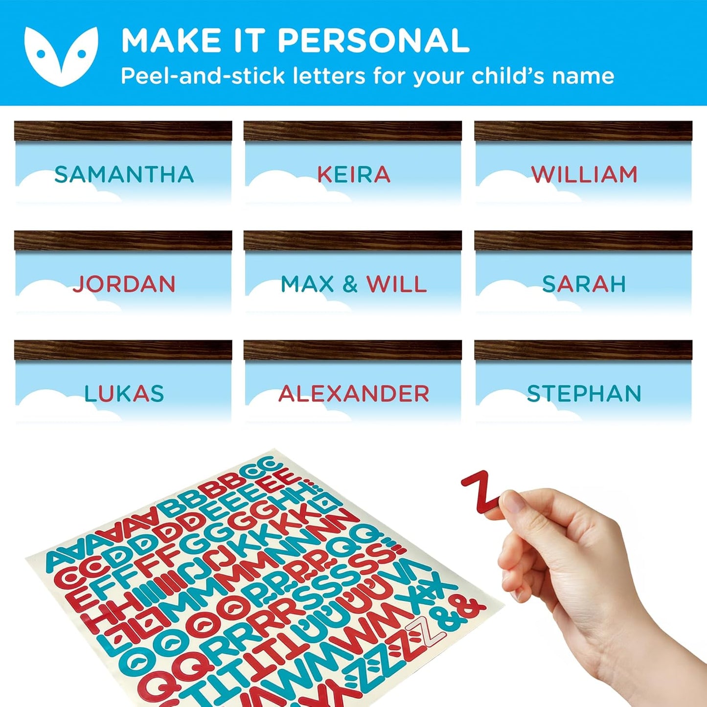 WISE OWL Personalized Growth Chart for Kids - Height Wall Chart for Boys with Peel & Stick Letters for Name - Hanging Canvas Wall Measurement Height Tracker for Baby Gift (Vehicles)