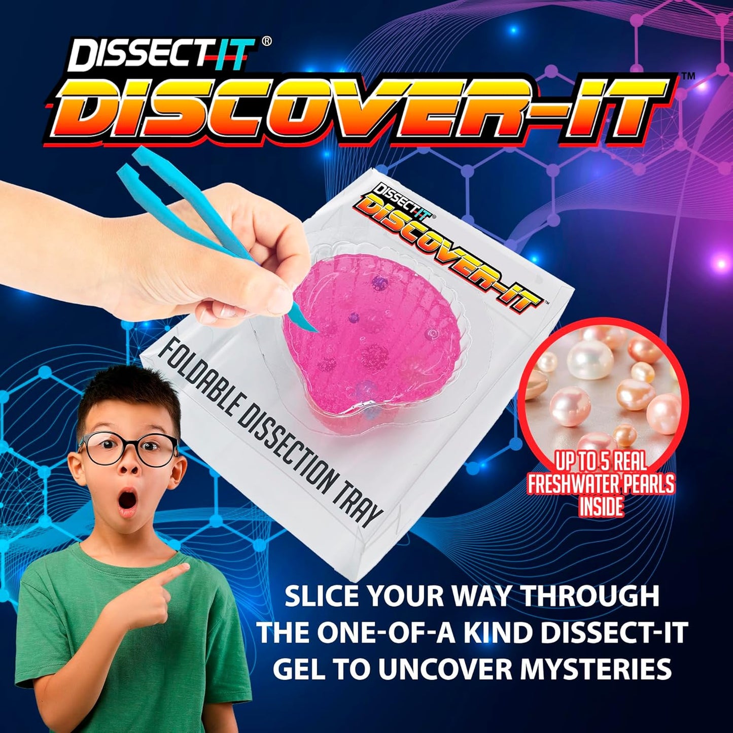 Discover-It Dissection Kit for Kids, Real Freshwater Pearl Science Lab Kit for Oysters, Science Toys for Kids Ages 5 and Above