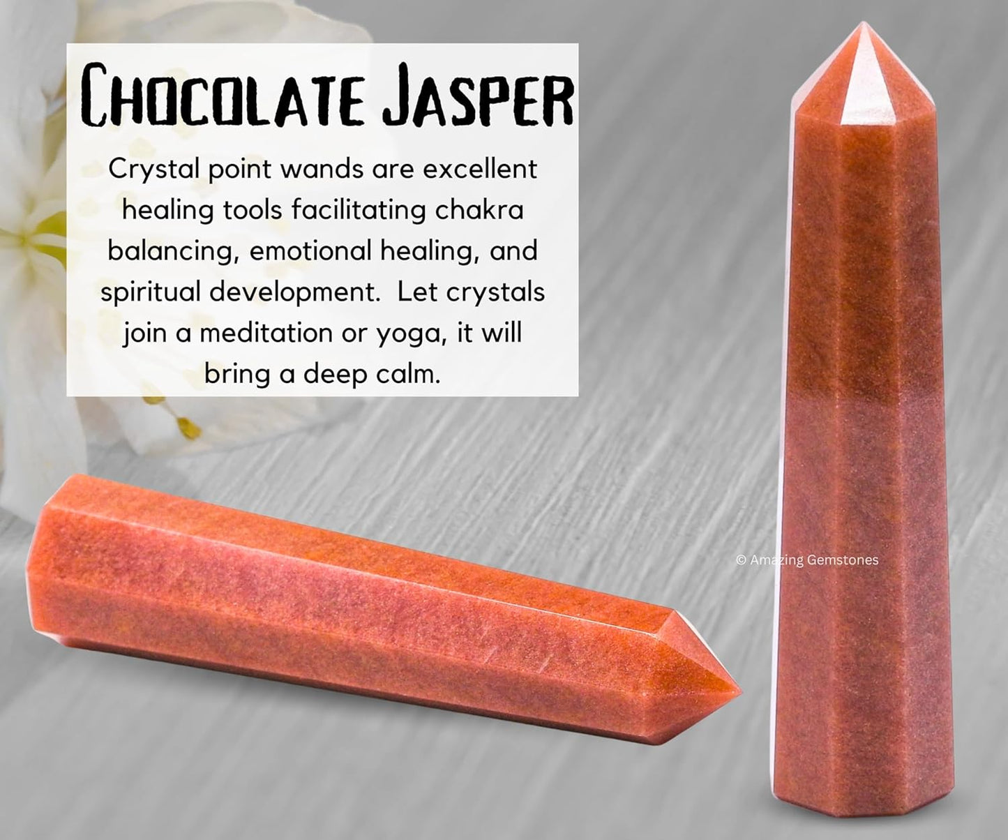 Amazing Gemstone Chocolate Jasper Crystal Towers - Natural Healing Crystal Point Obelisk for Reiki Healing and Crystal Grid (3 Inch)
