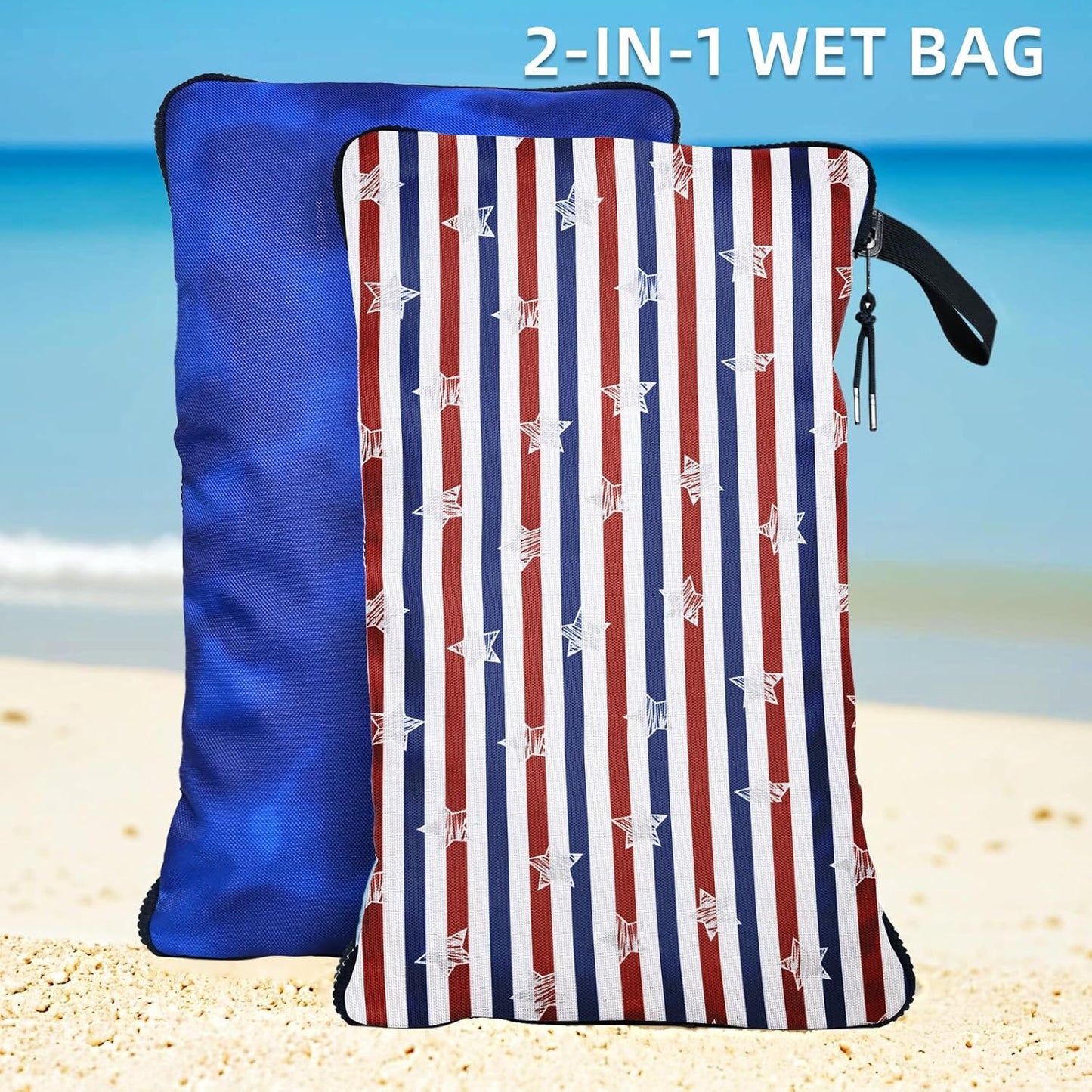 Wet Bag, Wet Dry Bag, Wet bag for swimsuit,Travel, Beach, Pool, Diapers, Dirty Yoga Gym Clothes, Waterproof Embedded Towel Wet Bag(Fleece)-Leakproof Wet Clothes Bag, Beach Travel Essentials