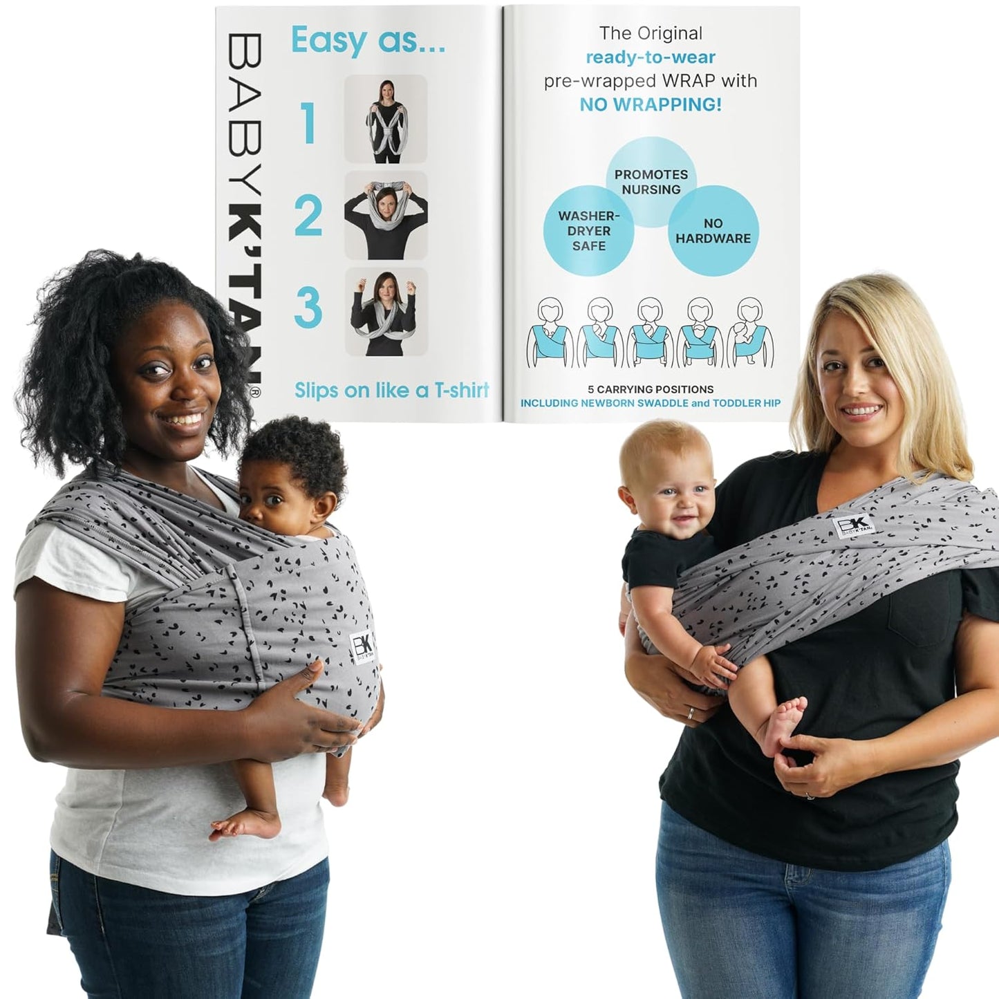 Small-Petite Original Baby K'tan Baby Carrier: #1 Easy Pre-Wrapped, Soft, Slip-On, No Rings, No Buckles | 5 in 1 Baby Sling Gift | Infant Wrap for Newborn to Toddler up to 35lb Women 2-4, Men up to 36