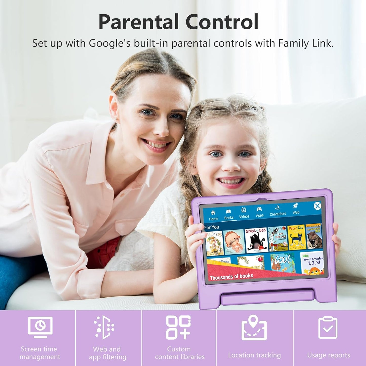 Kids Tablet 10 Inch, Tablet for Kids Android 13, 4GB+64GB, 8-Core CPU, WiFi 6, 12H Battery Life, Parental Control, 1280 * 800 HD Display, Dual Cameras, Shockproof Case, Pre-Installed Educational Apps