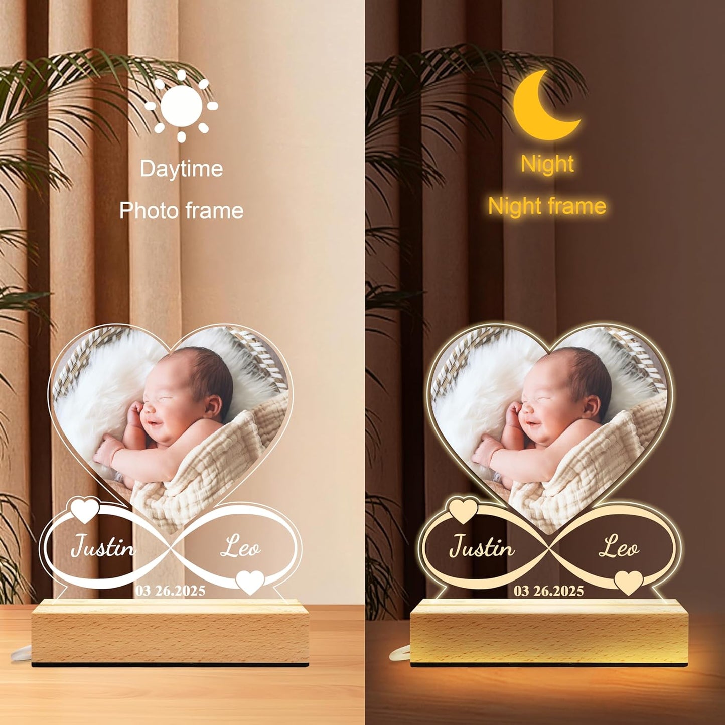 Personalized gift for Kids, Newborn Gifts for Baby Boy Girl, Custom Picture Frame Acrylic Plaque, Children's Room Nursery Bedroom Decor, Baby Shower, Baptism Gifts