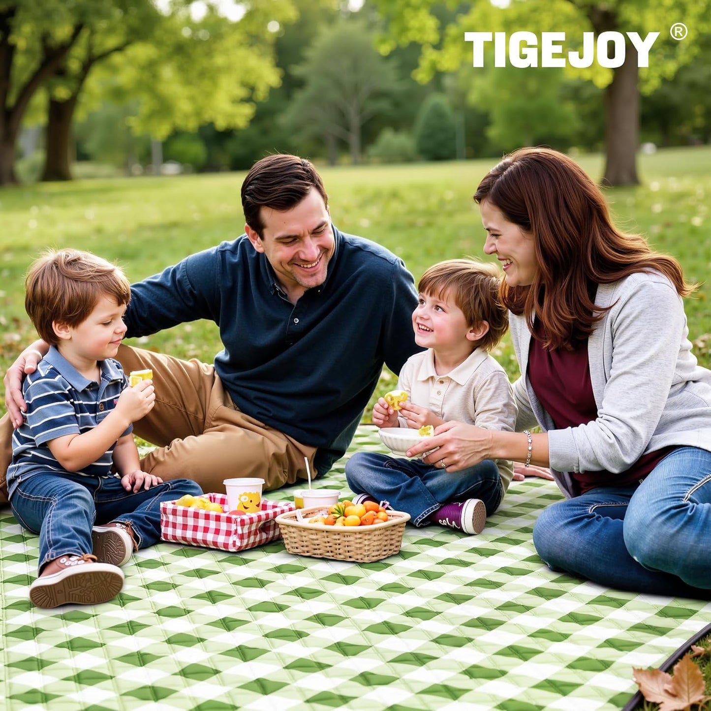 TigeJoy Small Picnic Blanket Waterproof 60x60, 5-Layer Thick Beach Blanket Sandproof, Gingham Picnic Blanket Outdoor Picnic Mat for Beach, Park, Grass, Travel, Hiking, Camping Essentials