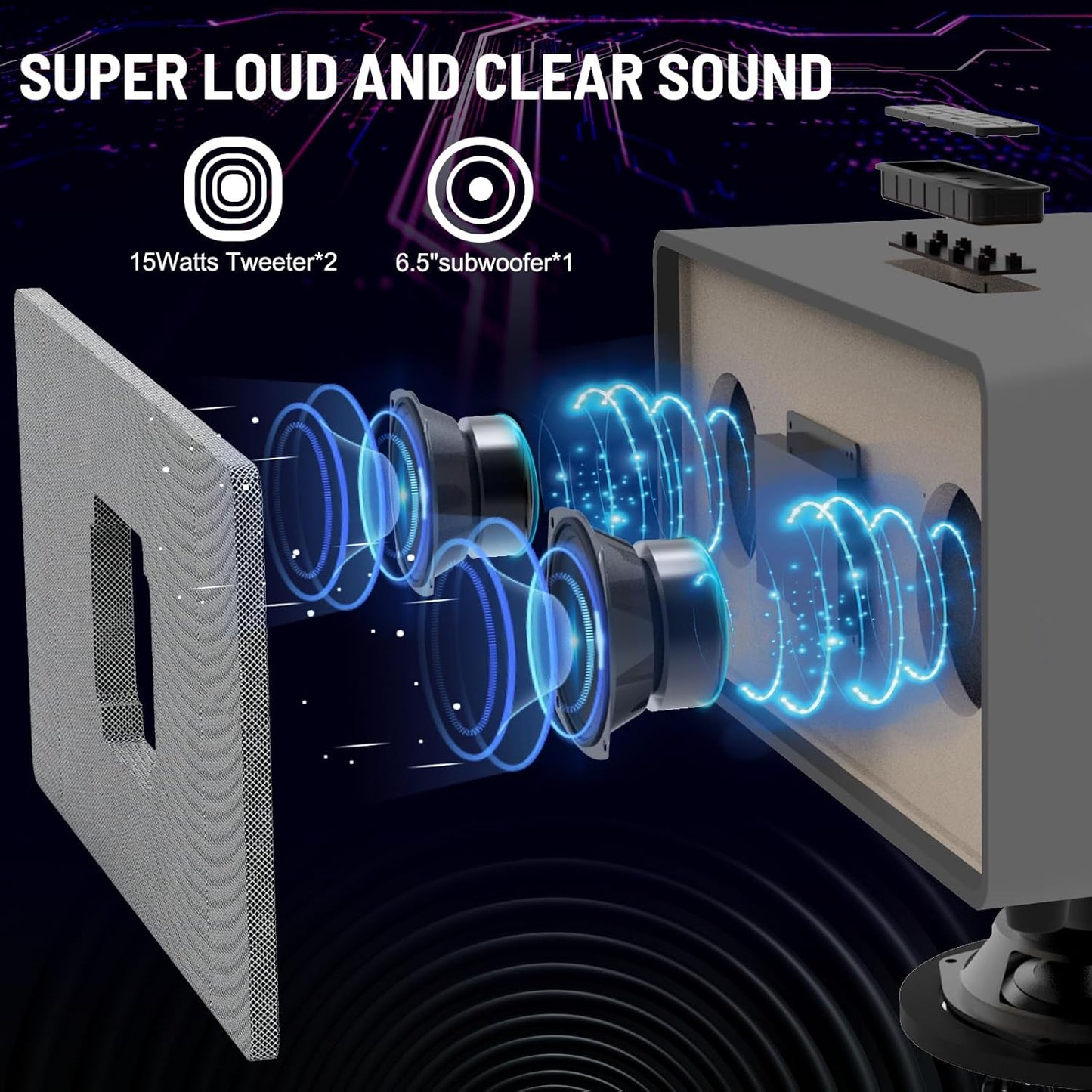 RHM K222 Karaoke Machine, with 2 Wireless Microphones & 5 Music Modes, Support Optical/Bluetooth/AUX/USB/PC, Wooden Bluetooth Speaker for TV/Home/Meeting/Karaoke/Party, Great for Music Lovers