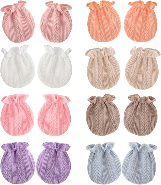 BQUBO Newborn Infant Toddler Mittens No Scratch Cotton Elastic Wrist Gloves Hypoallergenic for 0-6 Months Baby Boys Girls