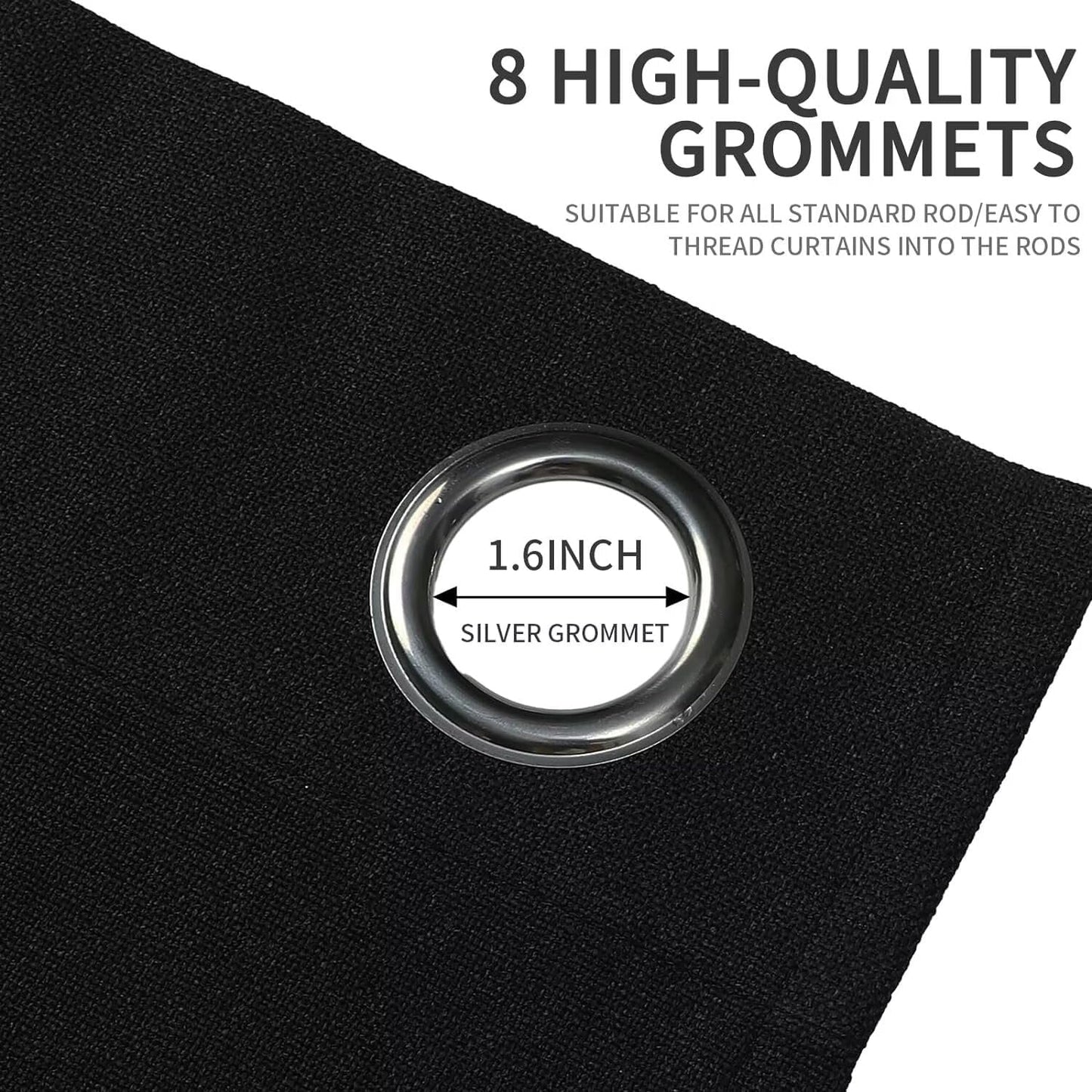 Joydeco Blackout Curtains 108 Inches Long, Extra Long Curtains 108 Inch Length 1 Panel for Bedroom, Thermal Insulated Linen Black Out Curtains with Grommets(100x108, Black)