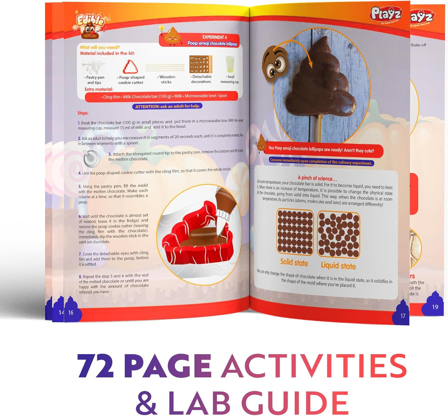 Playz Edible Poo Chocolate & Candy Making Science Kit for Kids Ages 8-12 Years Old - Food Science Chemistry Kid Science Kit with 30 Experiments, Educational Science Kits for Boy & Girls