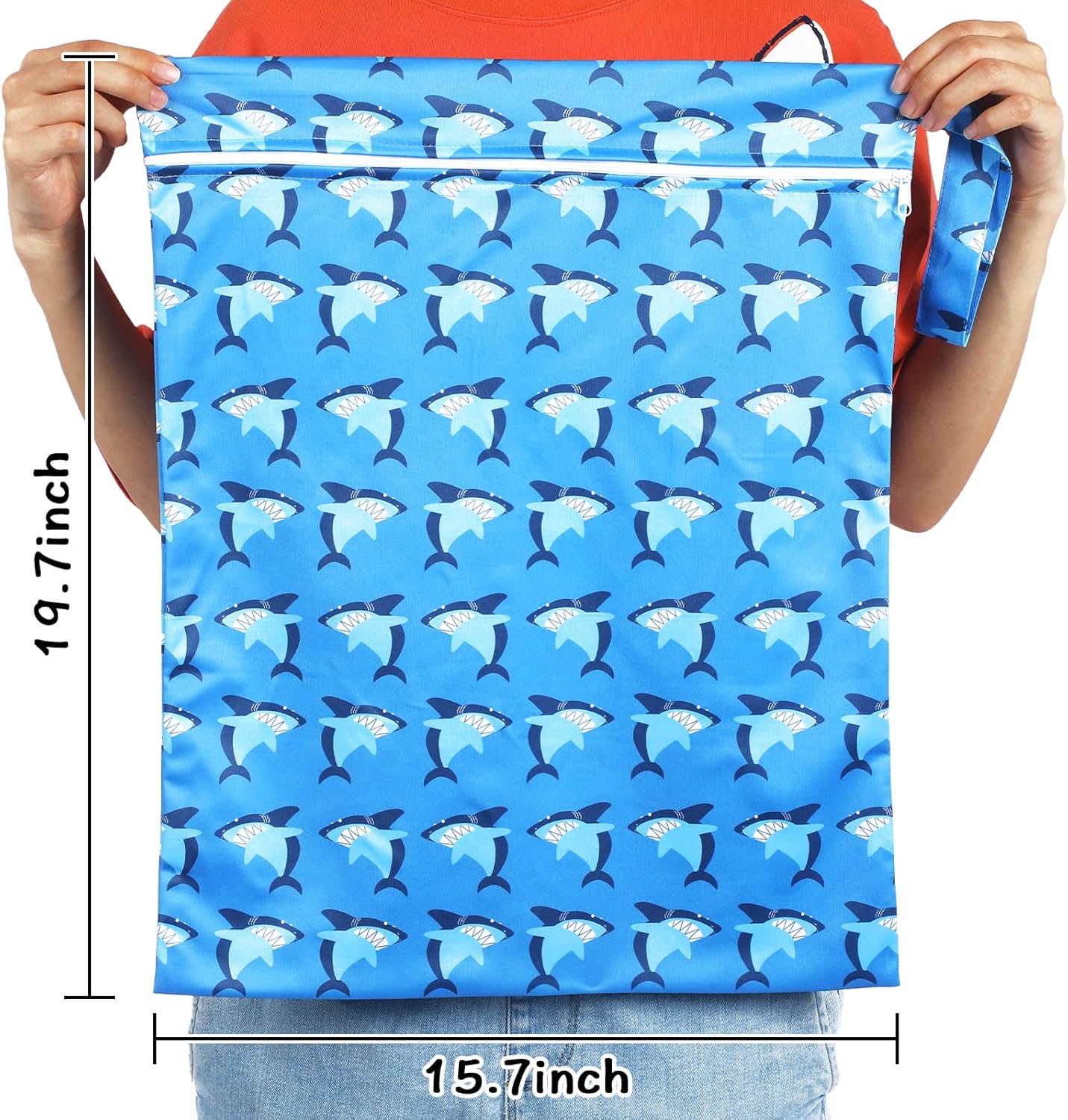 Shappy 2 Pcs Large Travel Laundry Bag Washable Waterproof Wet Dry Large Dirty Clothes Bag Bathing Workout(Shark)