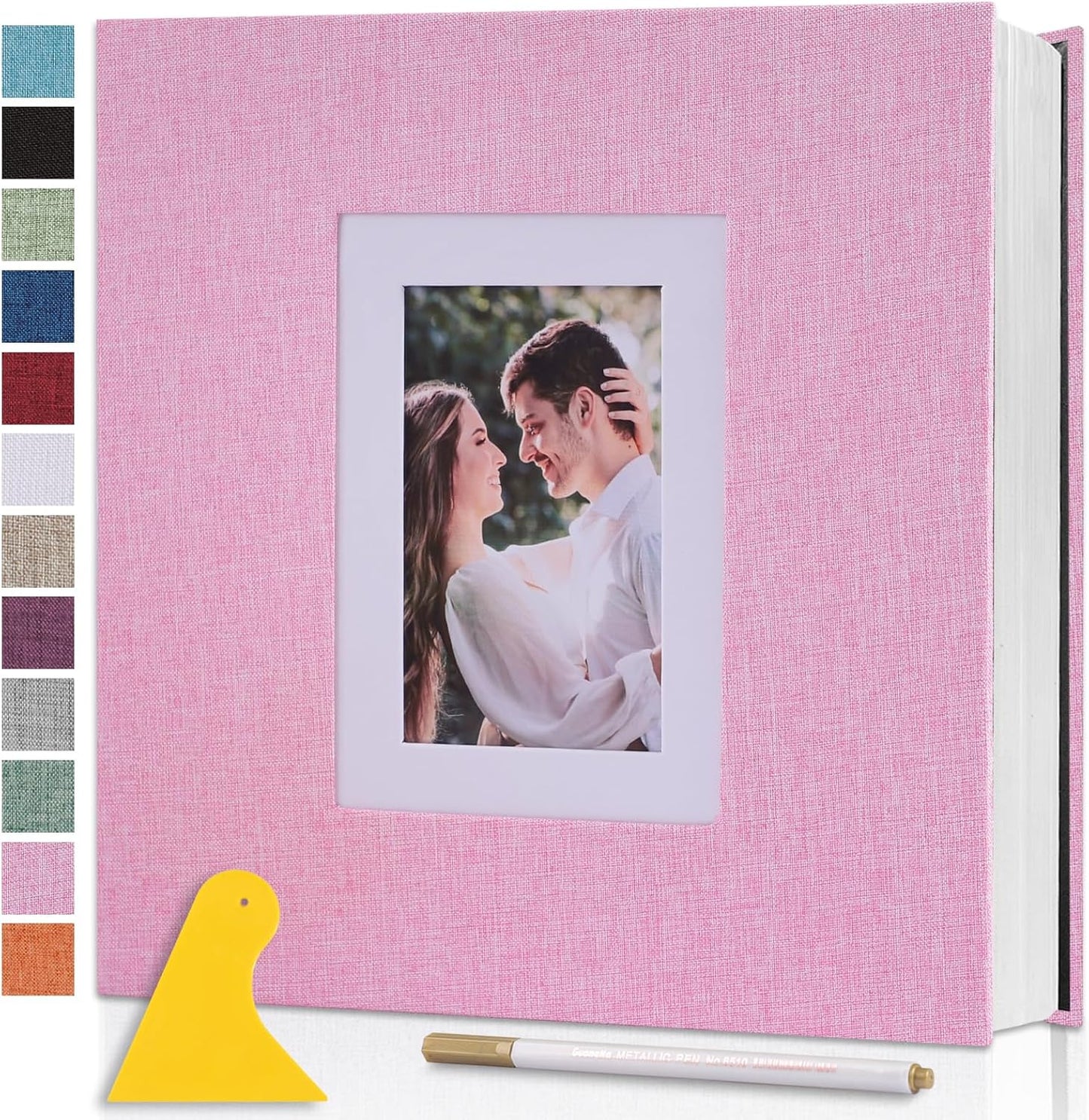 Photo Album Self Adhesive Pages Scrapbook Large Magnetic Photo Albums with Sticky Pages Scrapbooks for Wedding Baby for 4x6 5x7 8x10 Picture Photo Books 11x10.6 Pink 40 Pages