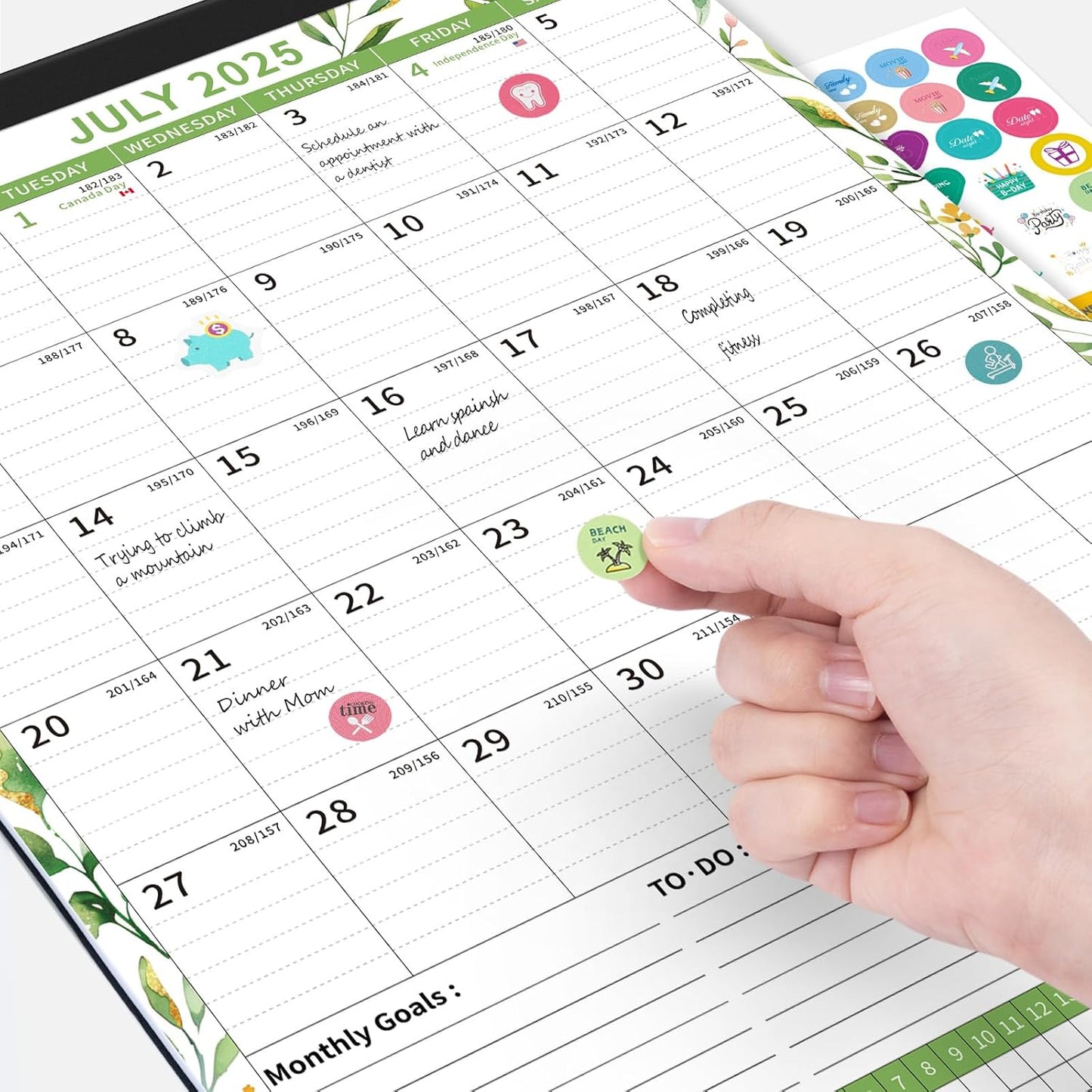 Ospelelf 2025-2026 Wall Calendar 12'' x 17'', Magnetic Calendar for Refrigerator,18 Month Desk Calendar, Use July 2025 - Dec 2026, Leaf