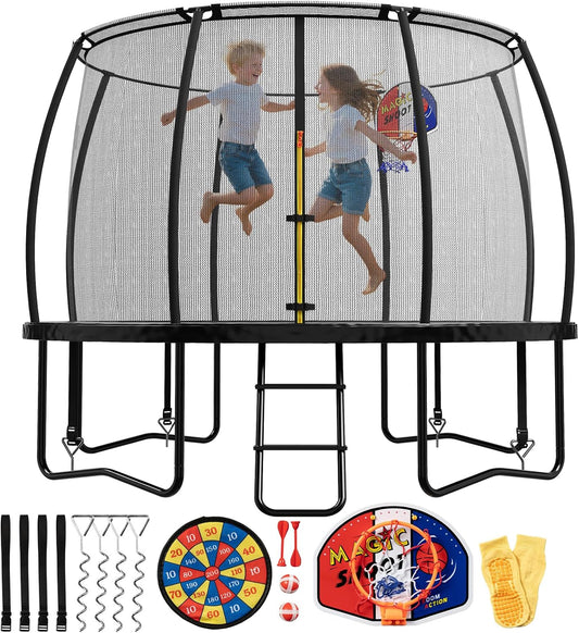 LotFun Kids Trampoline, 36 Inch Round, Indoor Outdoor with Basketball Hoop, 55 lb Weight Capacity