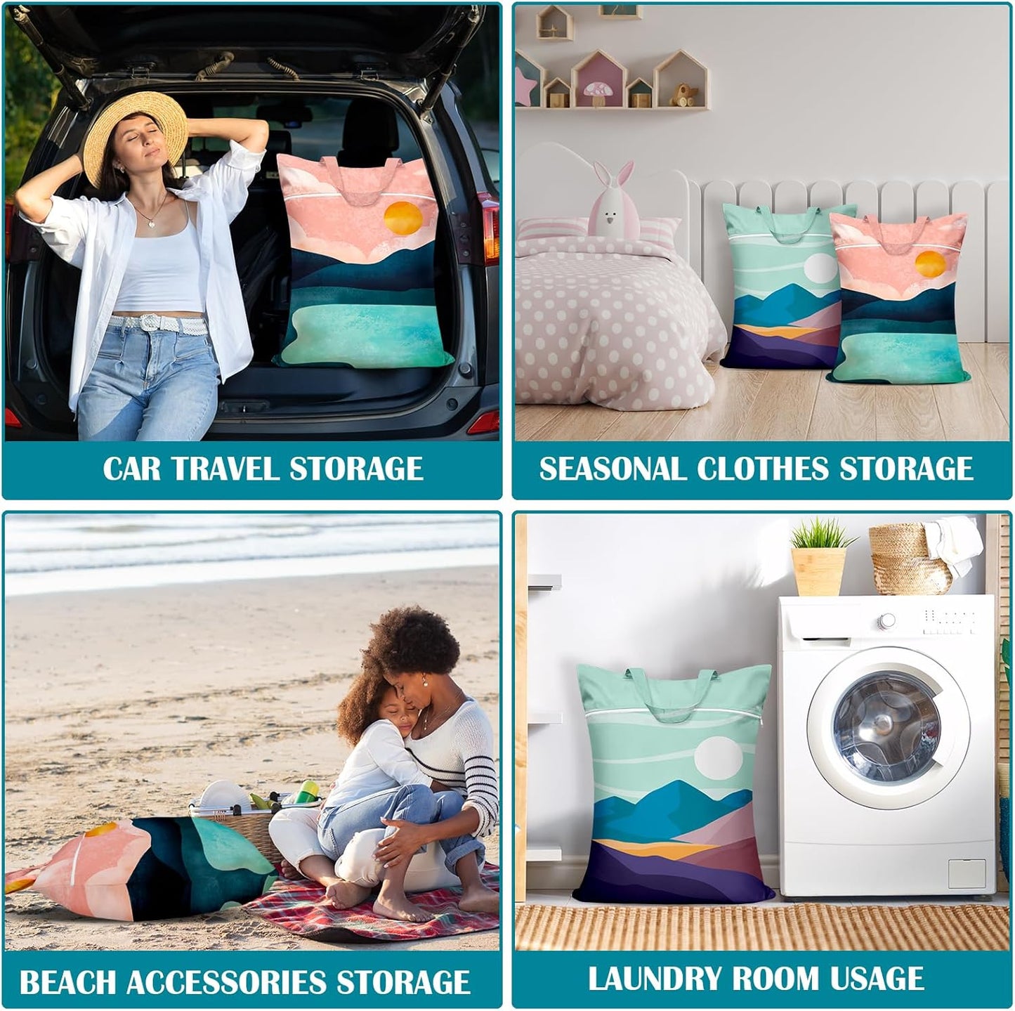 2 Pcs Large Travel Laundry Bags - Waterproof with Handle, Washable Dirty Clothes Bags for Travel, Wet & Dry Use, Bathing Suit & Gym Clothes Laundry, Swimming Pool & College Dorm