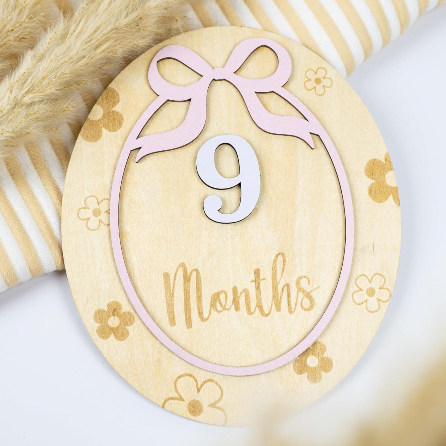 Baby Monthly Milestone Cards - Acrylic Monthly Milestone Discs - Newborn Photography Props to Document Your Baby´s Growth - Baby Announcement Sign (B09)