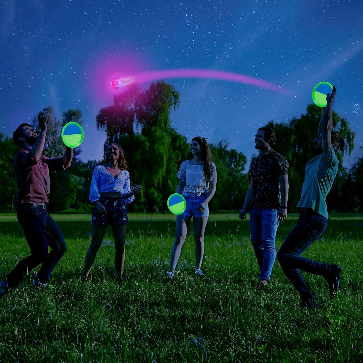 Ayeboovi Kids Outdoor Beach Pool Toys Toss and Catch Ball Set Upgraded Light UP Ball Yard Lawn Games for 3-10 Years Boys Girls Toddlers Easter Basket Stuffers-Green