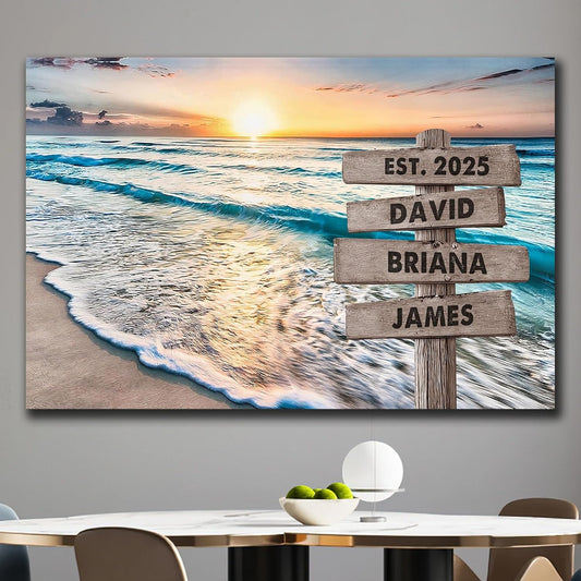 Personalized Father's Day Family Names Street Custom Multi-Name Date of Birth Vintage Street Sign Happy Fathers Day Poster Canvas Wall Art Best Gifts for Dad Husband from Daughter Son Wife Kids #5