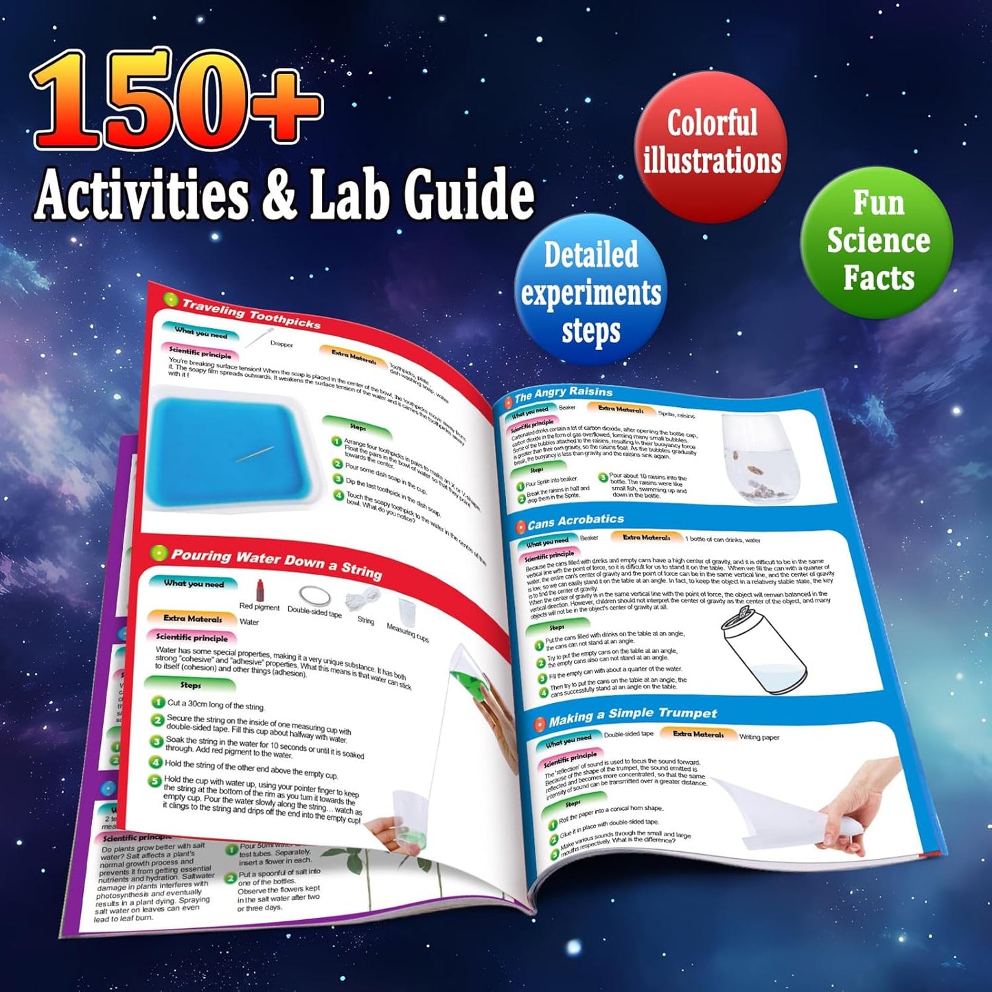 150 Experiments Science Kit for Kids, Chemistry Set, Scientific Christmas Birthday Toys Gifts Ideas for Boys Girls, Break Geodes, Volcano,S.T.E.M Learning Projects