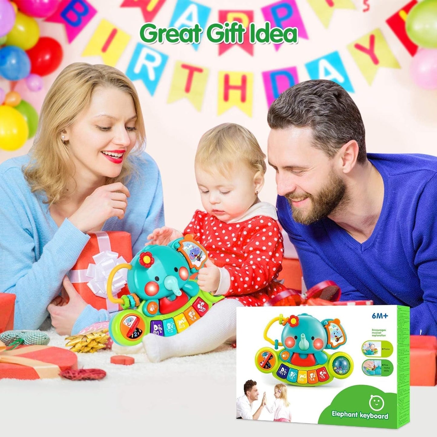 Baby Piano Toy 6 to 12 Months Light Up Music Baby Toys for 0 6 9 12 18 Months Early Learning Educational Piano Keyboard Infant Babies Girl Toy 1 Year Old Boy Girls Gift