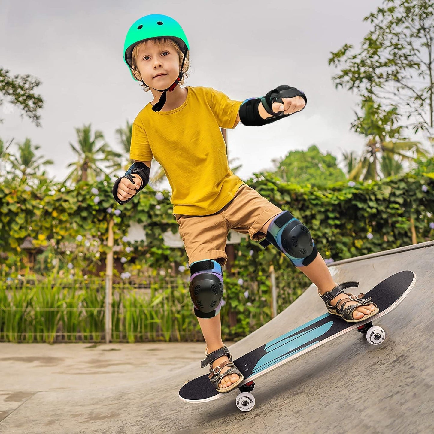 Adjustable Color Gradient Skateboard Helmet for 3-5-8-14+Ages【Toddler Kids Youth Adult】 Girls Boys Woman.Bike Helmet for Multi-Sports Cycling Bicycle Scooter Inline Roller Skate Rollerblading