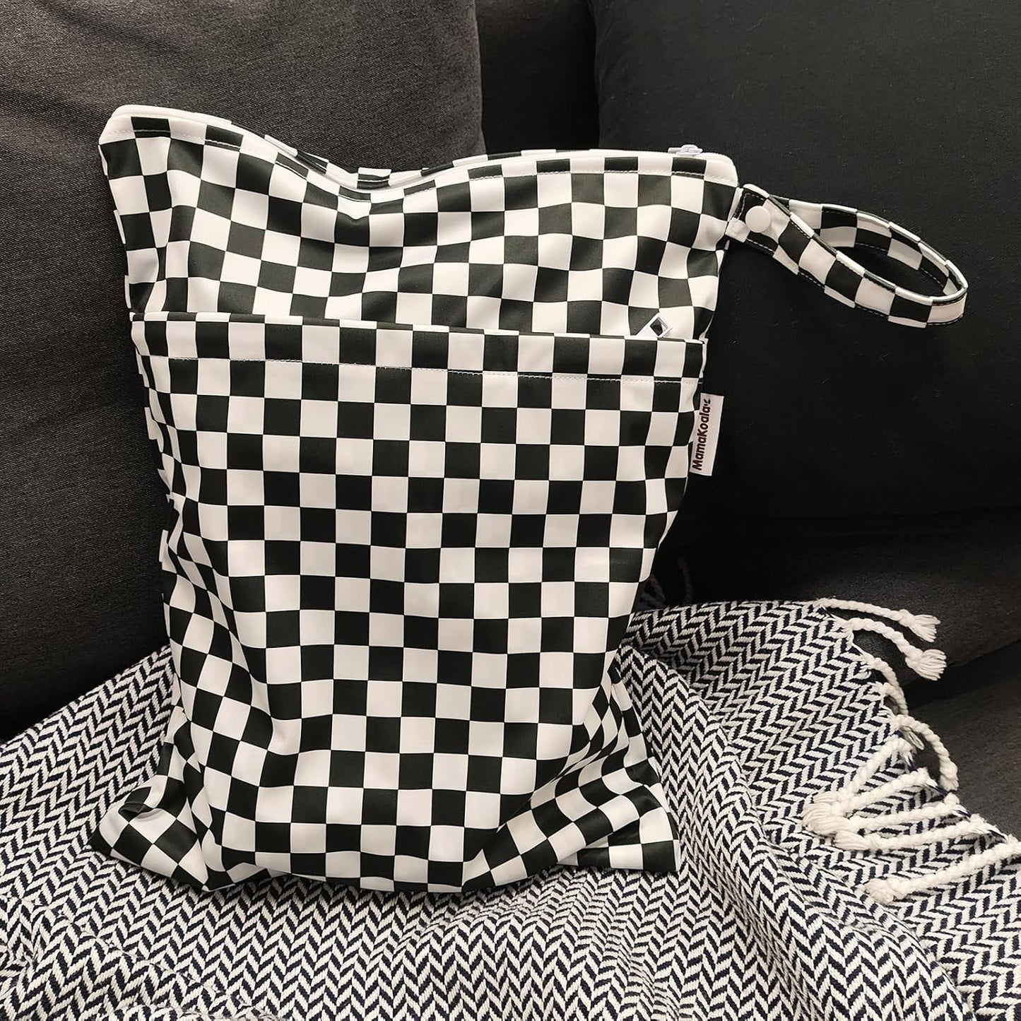 Mama Koala Waterproof Wet Dry Bags for Baby Items, Cloth Diapers, Swimsuits, Travel, Gym Clothes, Beach, Pump Parts, Toiletries, Two Zippered Pockets, 2 Pack (W021)